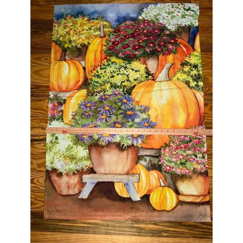 Toland Home Garden Autumn Harvest‎ Thanksgiving Flag Pumpkins & Mums